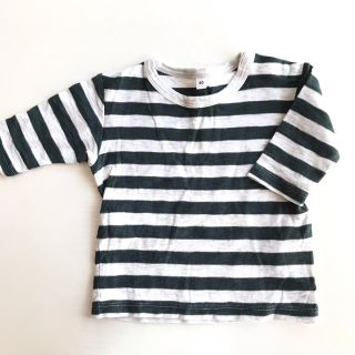 ムジルシリョウヒン(MUJI (無印良品))の【値下げ】無印 80 オーガニックコットン ボーダー Tシャツ 七分袖(Ｔシャツ)