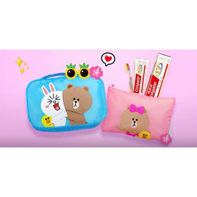 サンリオ(サンリオ)の新品　日本未発売 line friendsライン フレンズ 旅行 収納 ポーチ  エンタメ/ホビーのおもちゃ/ぬいぐるみ(キャラクターグッズ)の商品写真