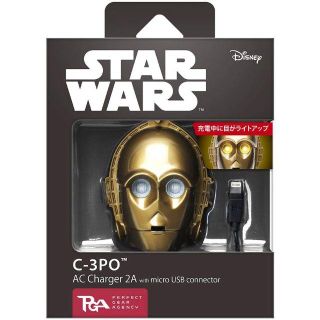 ディズニー(Disney)のStarWars microUSBコネクタAC充電器2A C-3PO(バッテリー/充電器)