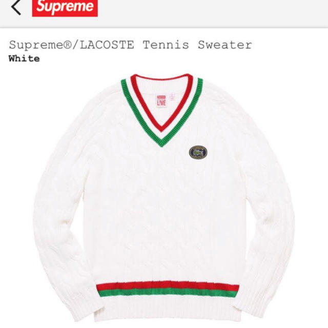 supreme LACOSTE tennis sweater 白　XL