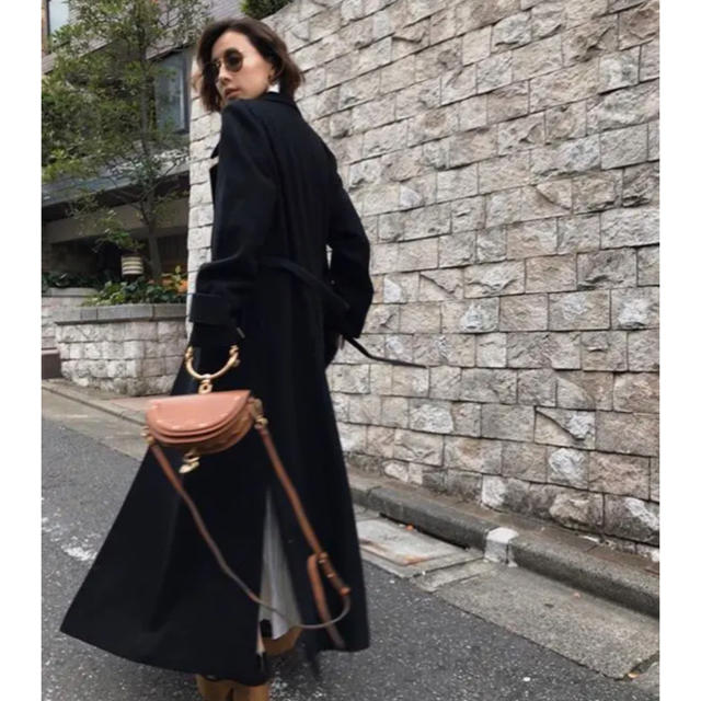 Ameri BELT FLARE LONG COAT Sサイズ ブラック | knowhowtrg.com