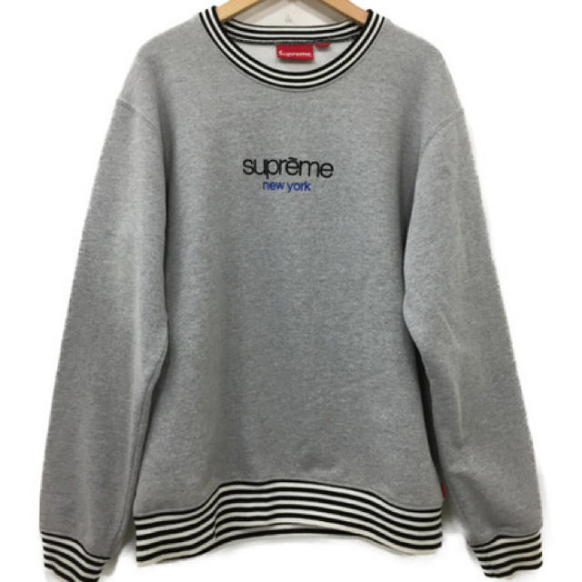 Supreme Classic Logo Striped Crewneck