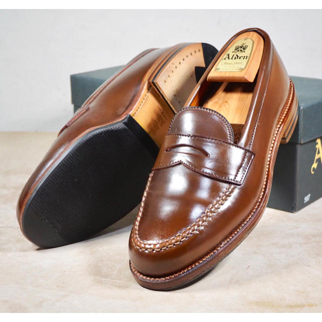 新品 】 Alden 7.5E ペニーローファー コードバン シガー オールデン