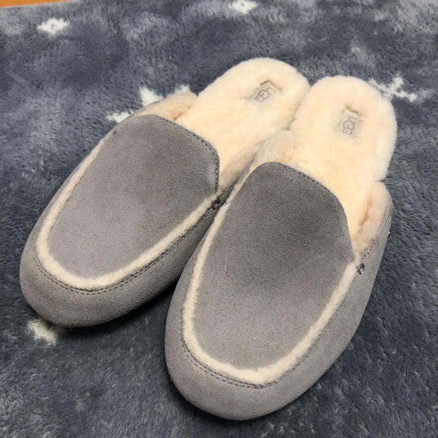 新品 UGG アグ モカシン ムートン スリッパ ミュール グレー US9 | www