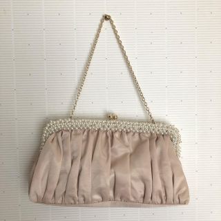 アンタイトル(UNTITLED)の美品 アンタイトル 2way パーティーハンドバッグ ビジュー パール ベージュ(ハンドバッグ)