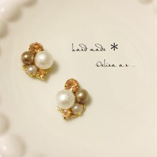 コットンパールとbijouの秋色ピアス(ピアス)