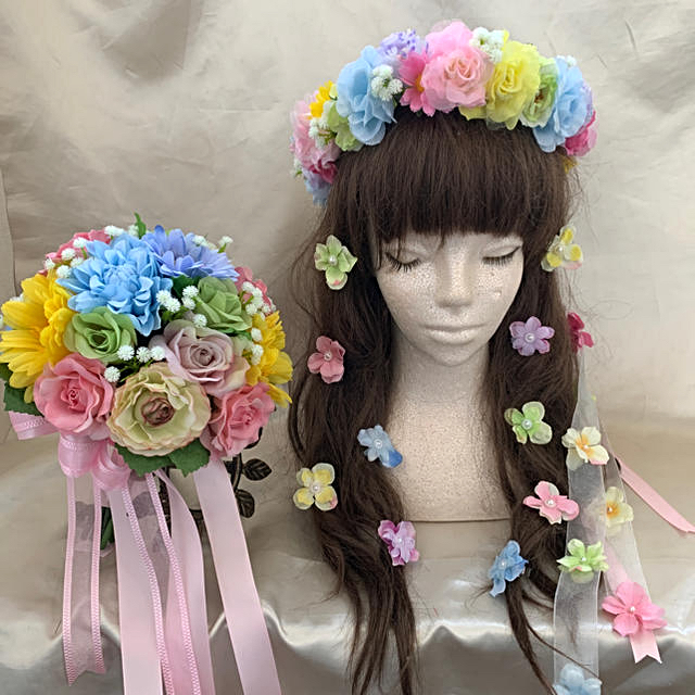 ラプンツェル 花かんむり 花ピン ブーケ セット-hybridautomotive.com