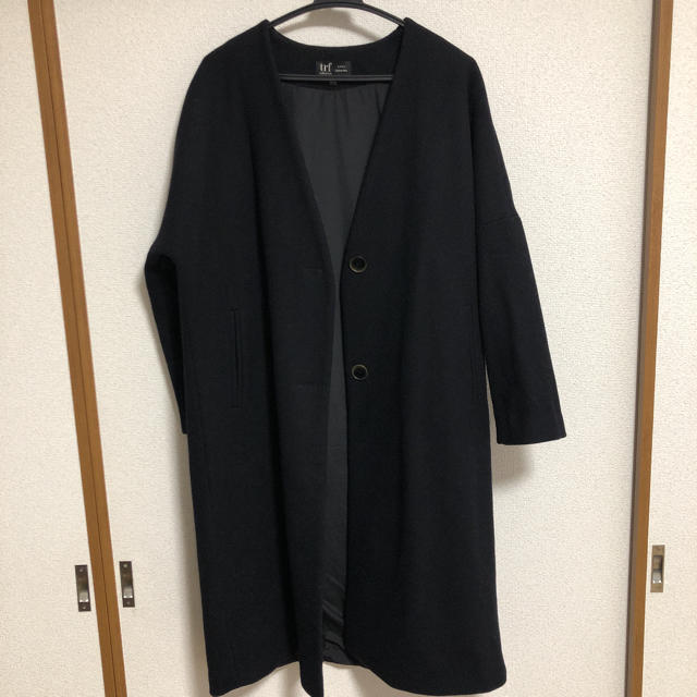 ZARA ノーカラーコート　ブラック