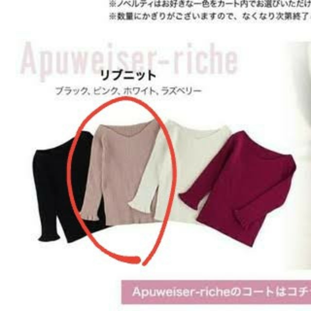 Apuweiser-riche(アプワイザーリッシェ)の【未使用】アプワイザーリッシェ ノベルティー フリルリブニット ピンクベージュ レディースのトップス(ニット/セーター)の商品写真