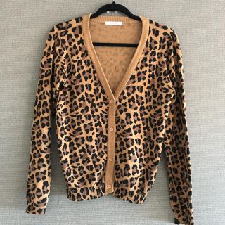 MOUSSY レオパード ニット カーディガン 豹柄 グレー ヒョウ柄