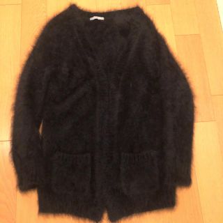 セオリーリュクス(Theory luxe)のTheory luxe 黒　シャギー　ファー　アンゴラ　カーディガン(カーディガン)