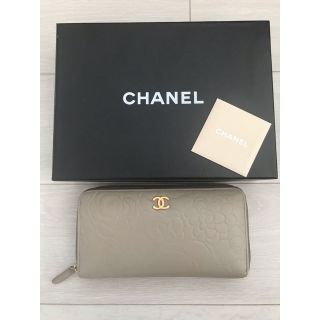 シャネル(CHANEL)のCHANEL カメリア　ラムスキン　長財布　ラウンドファスナー(財布)