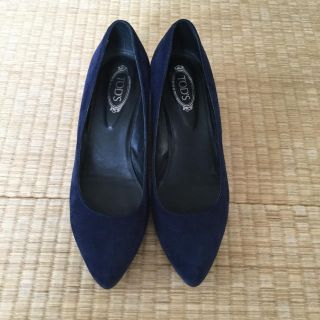 トッズ(TOD'S)の【さくら様専用】TOD’S スエードウェッジソールパンプス ネイビー 37.5(ハイヒール/パンプス)