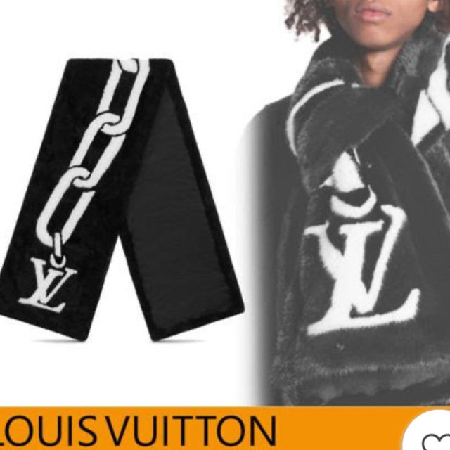 LOUIS VUITTON(ルイヴィトン)の【LOUIS VUITTON】LVチェーン カシミヤ☆ファーエシャルプ メンズのファッション小物(マフラー)の商品写真