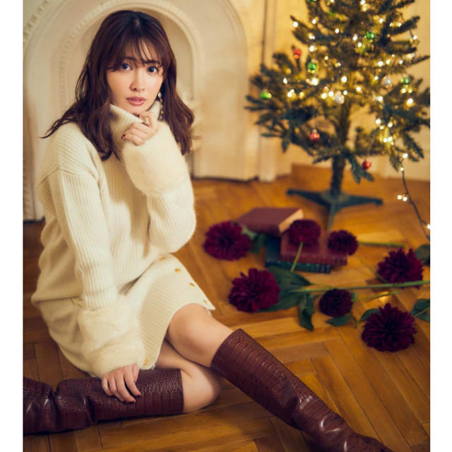 Herlipto Fur-Trimmed Turtleneck Dress