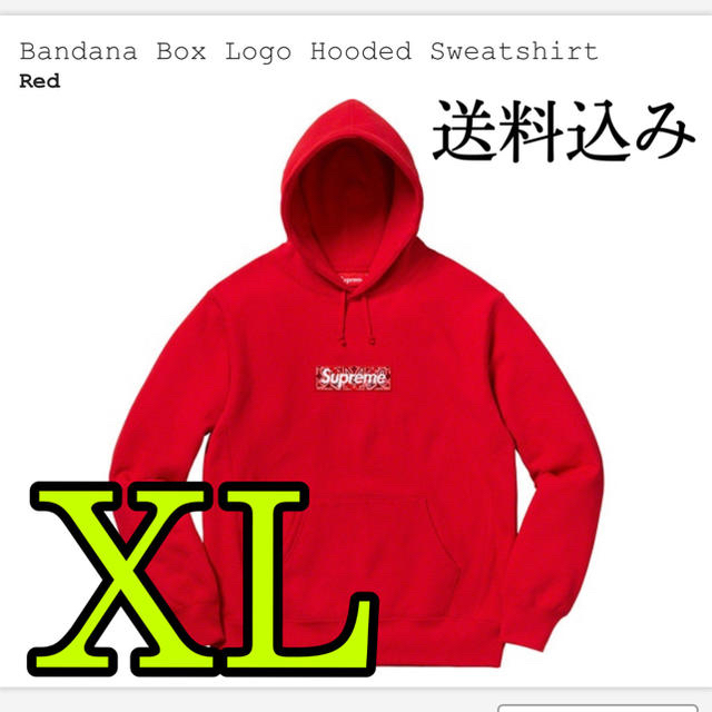 Supreme - Bandana Box Logo Hooded Sweatshirt 赤　XL