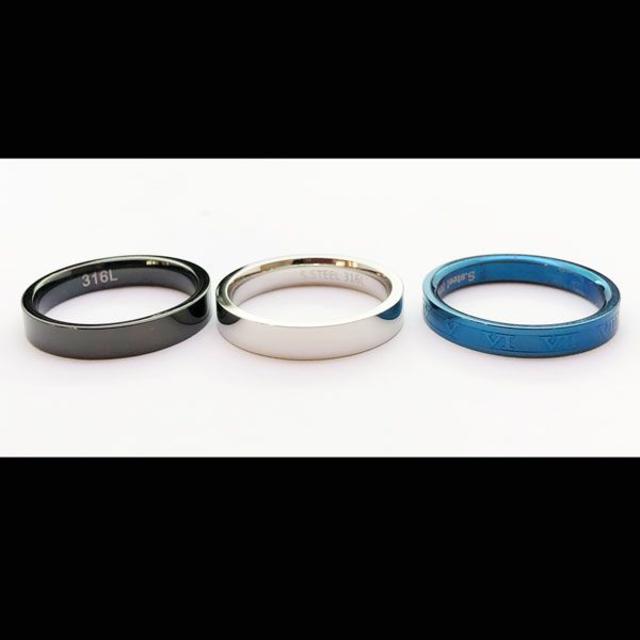 サージカルステンレスリング3個セット【ばら売り可】-ring157 メンズのアクセサリー(リング(指輪))の商品写真