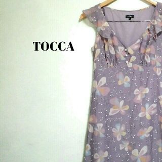 トッカ(TOCCA)の美シルエット☆ 上質 トッカ ノースリーブワンピース 花柄 レディース(ひざ丈ワンピース)