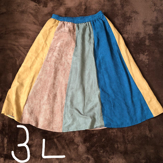 3L ウエストゴム　スカート(ひざ丈スカート)
