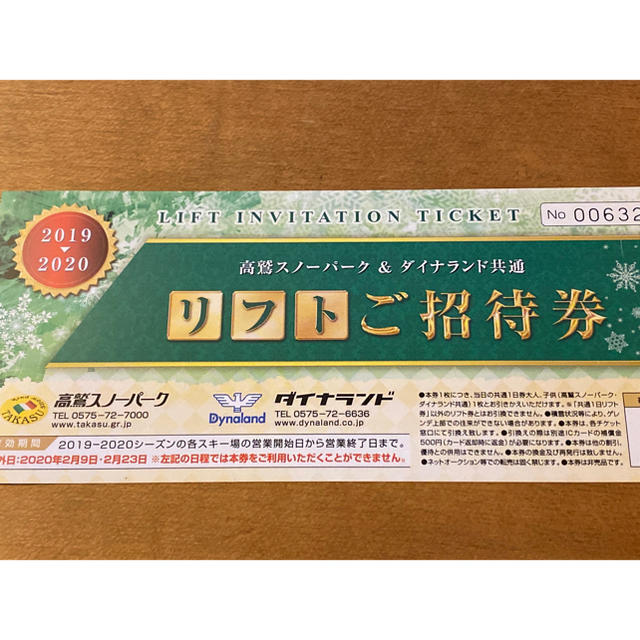 高鷲スノーパーク ダイナランド一日券 4枚 - www.glycoala.com