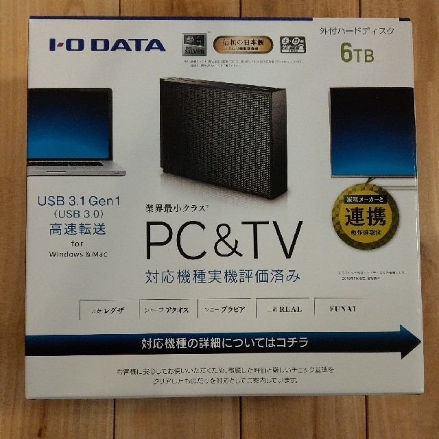 IODATA(アイオーデータ)の外付けHDD(6TB)　I・O DATA HDCZ-UTL6K スマホ/家電/カメラのPC/タブレット(PC周辺機器)の商品写真