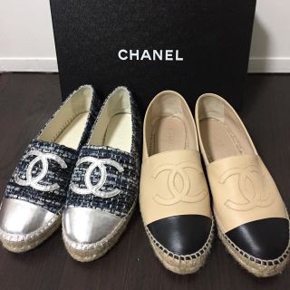 シャネル(CHANEL)の美品 CHANELエスパドリーユ ブルー系ツイード素材 サイズ38(その他)