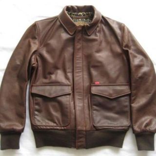 M)Supreme Schott Leather Jacket A-2ショット茶