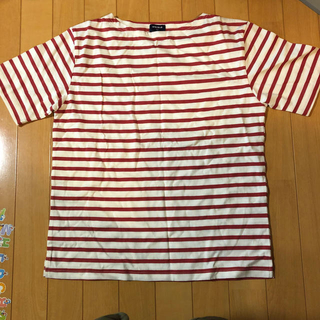 ユニクロ(UNIQLO)のレディース Tシャツ　半袖　L 赤×白　ボーダー　ユニクロ(Tシャツ(半袖/袖なし))