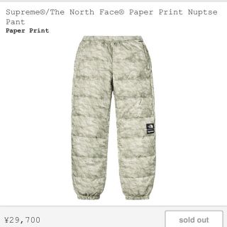 シュプリーム(Supreme)のsupreme print nuptse pant  値下げ(ダウンジャケット)