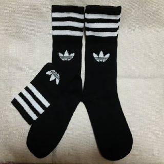 アディダス(adidas)の【未使用】adidas　ｸﾙｰｿｯｸｽ　ﾌﾞﾗｯｸ　2足(ソックス)