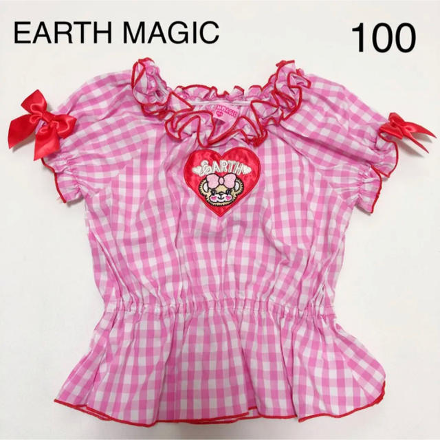 EARTHMAGIC(アースマジック)のスモックブラウス(100) キッズ/ベビー/マタニティのキッズ服女の子用(90cm~)(ブラウス)の商品写真