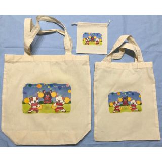 ブルドッグとフレンチブルドッグ（チアダンス）　エコバッグ大小と巾着のセット(バッグ)