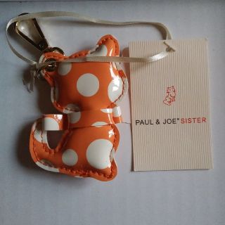 ポール&ジョーシスター(PAUL & JOE SISTER)の【新品】PAUL & JOE SISTER ドット柄キーホルダー 猫 オレンジ(キーホルダー)