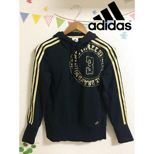 adidas(アディダス)の【美品】adidas アディダス パーカー ゴールドプリント レディースのトップス(パーカー)の商品写真