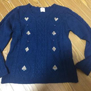 アクシーズファム(axes femme)のaxes femme kids☆紺　ニット　トランプ柄☆140(ニット)