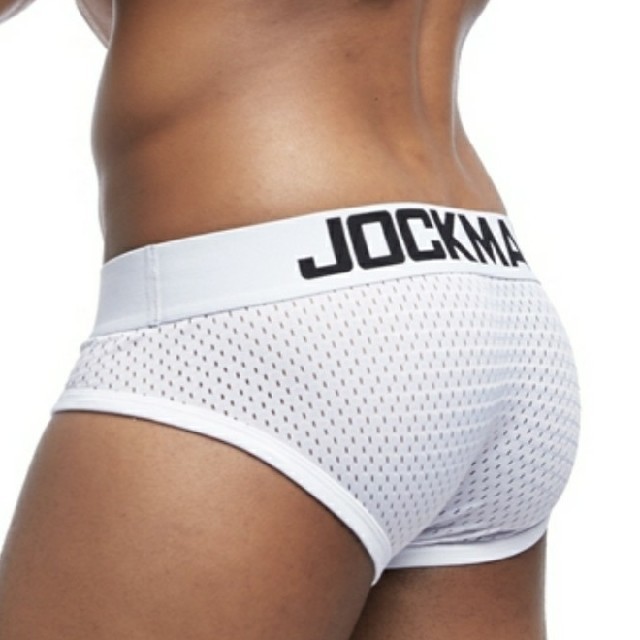 【JOCKMAIL】メッシュ素材メンズビキニパンツ立体3Dフロント 白色 メンズのアンダーウェア(その他)の商品写真