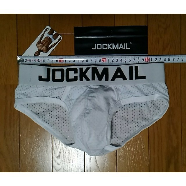【JOCKMAIL】メッシュ素材メンズビキニパンツ立体3Dフロント 白色 メンズのアンダーウェア(その他)の商品写真