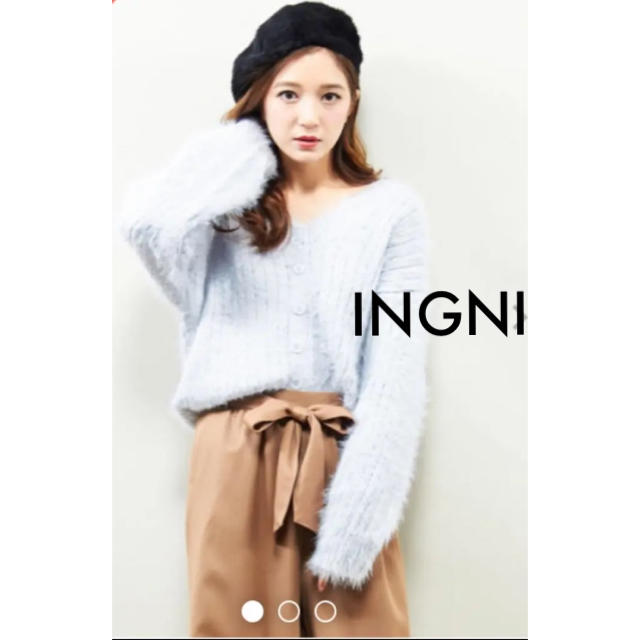 INGNI(イング)の＊値下げ＊ イング  INGNI  フェザーヤーンリブ 2way  ネックニット レディースのトップス(ニット/セーター)の商品写真