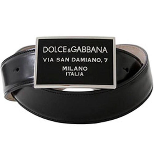 DOLCE&GABBANA(ドルチェアンドガッバーナ)のドルチェ&ガッバーナ プレートロゴベルト85 ブラック メンズのファッション小物(ベルト)の商品写真