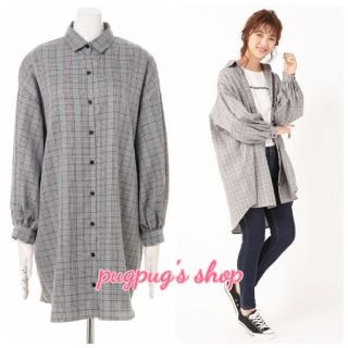 イング(INGNI)の【新品】INGNI ボリューム袖グレンチェックチュニックシャツ262676(シャツ/ブラウス(長袖/七分))