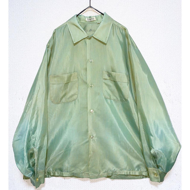 vintage ヴィンテージ 70s usa 鶯色 玉虫色 緑 ボックスシャツトップス