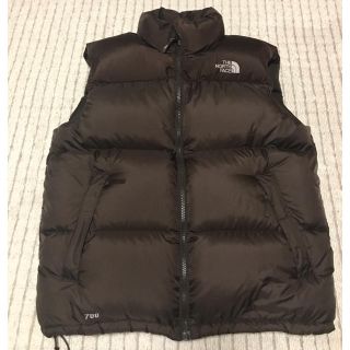 THE NORTH  FACE ダウンベスト　センターロゴ　ブラウン　S