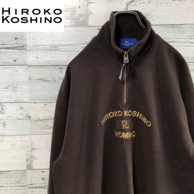 HIROKO KOSHINO(ヒロココシノ)の【iderさん専用】ヒロコ コシノ☆ハーフジップ 刺繍 デカロゴ スウェット メンズのトップス(スウェット)の商品写真