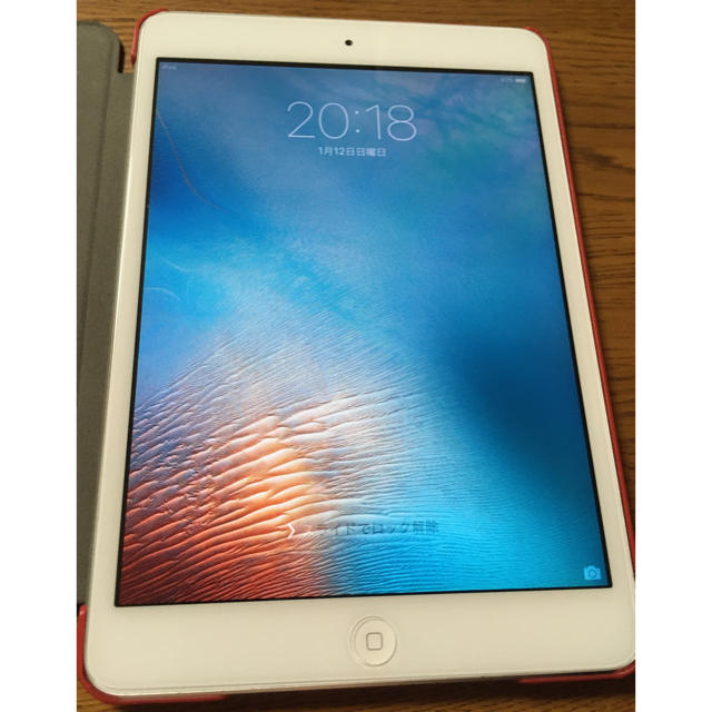 iPad mini 32GB 純正赤カバー、ブルーライト防止9Hガラスフィルム付