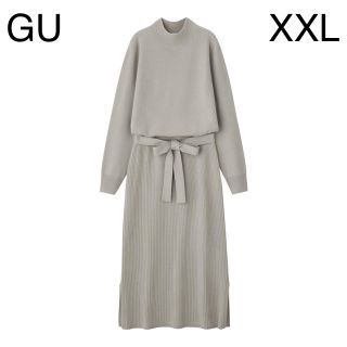 ジーユー(GU)の値下げ中 GU ブラウジングニットワンピース GRAY XXL(ロングワンピース/マキシワンピース)