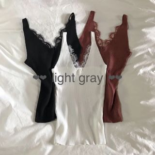 トゥデイフル(TODAYFUL)のlace rib camisole (light gray) ※再出品予定※(キャミソール)