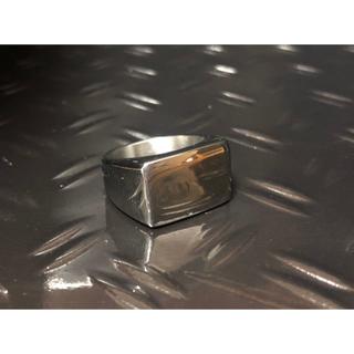 長方形　印台　指輪　シンプル　ブラック 目玉商品 リング　メンズ(リング(指輪))