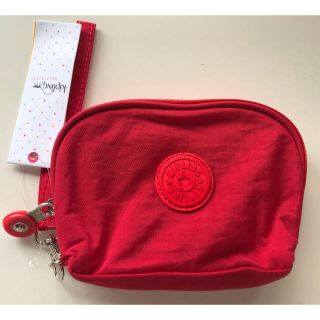 キプリング(kipling)のキプリング バック　小銭バック　化粧品入りバック手持ちバック赤色マンキー付き美品(ハンドバッグ)