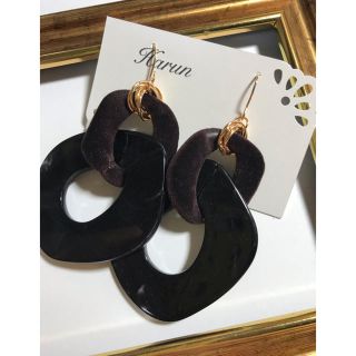 Harun♡ベロア×黒大ぶりチェーンピアス♡イヤリング(ピアス)