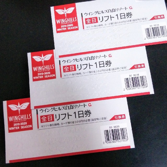 通常大人価格で4500円枚ですウイングヒルズ白鳥　平日　リフト券